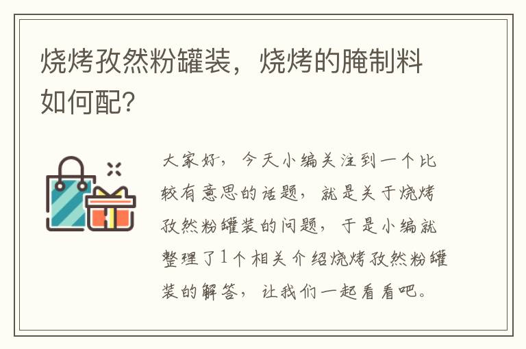 烧烤孜然粉罐装，烧烤的腌制料如何配？