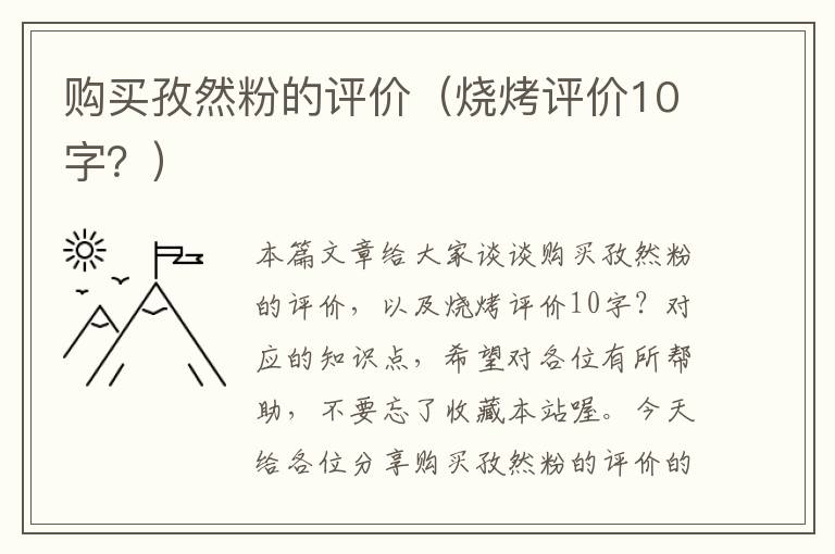 购买孜然粉的评价（烧烤评价10字？）