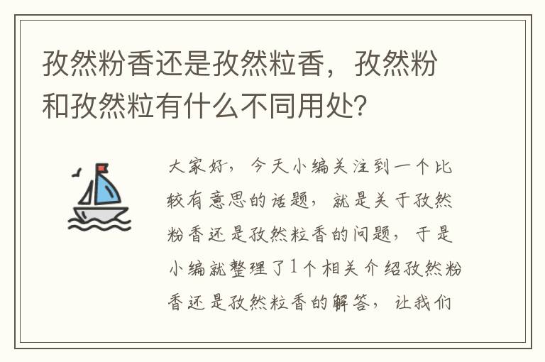 孜然粉香还是孜然粒香，孜然粉和孜然粒有什么不同用处？