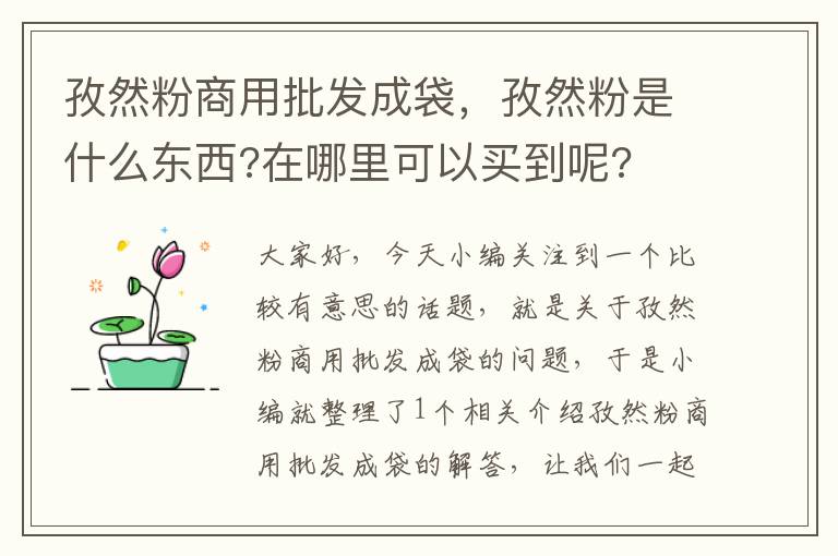 孜然粉商用批发成袋，孜然粉是什么东西?在哪里可以买到呢?