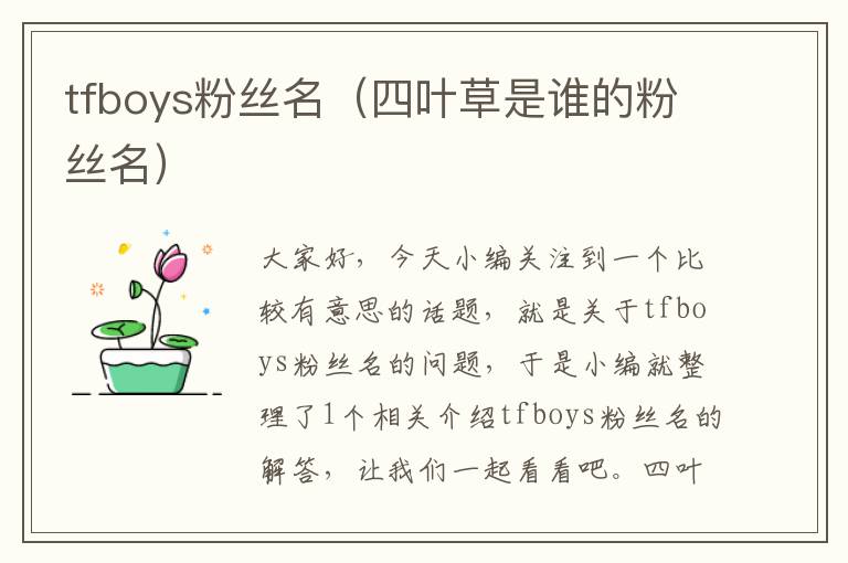 tfboys粉丝名（四叶草是谁的粉丝名）