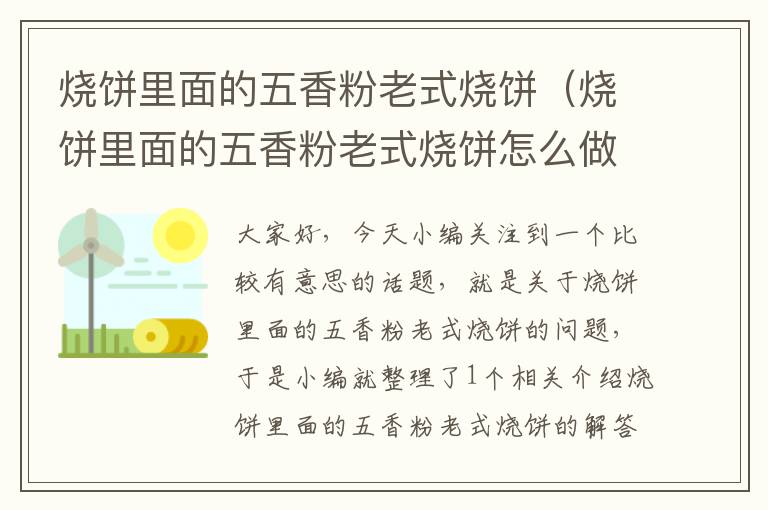 烧饼里面的五香粉老式烧饼（烧饼里面的五香粉老式烧饼怎么做）