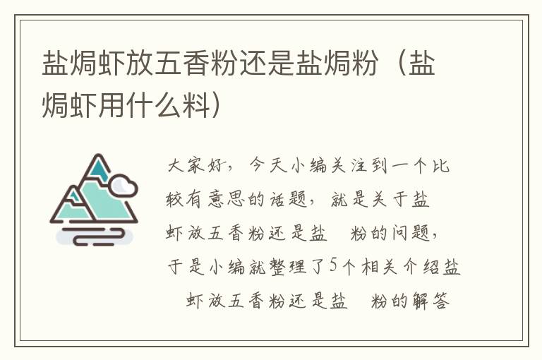 盐焗虾放五香粉还是盐焗粉（盐焗虾用什么料）