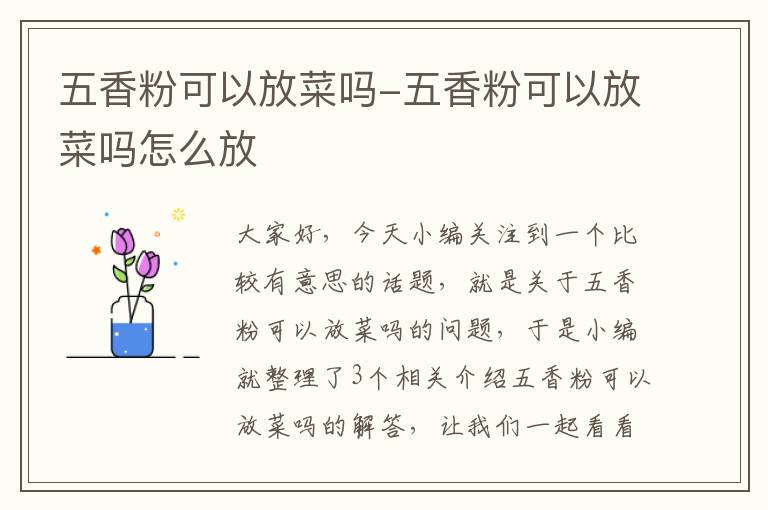 五香粉可以放菜吗-五香粉可以放菜吗怎么放