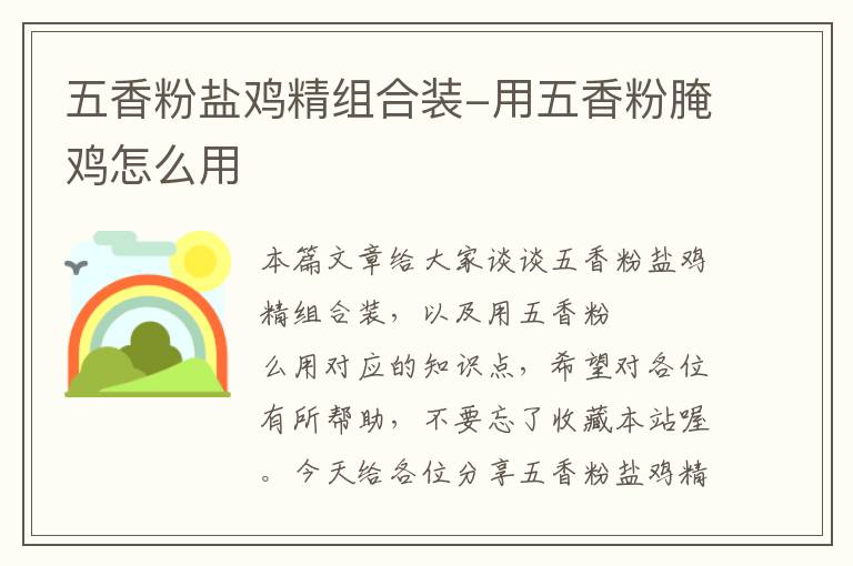 五香粉盐鸡精组合装-用五香粉腌鸡怎么用