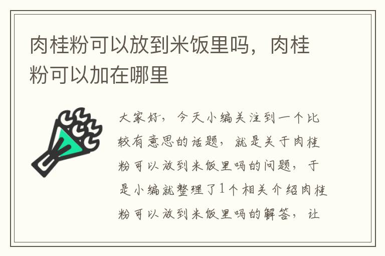 肉桂粉可以放到米饭里吗，肉桂粉可以加在哪里