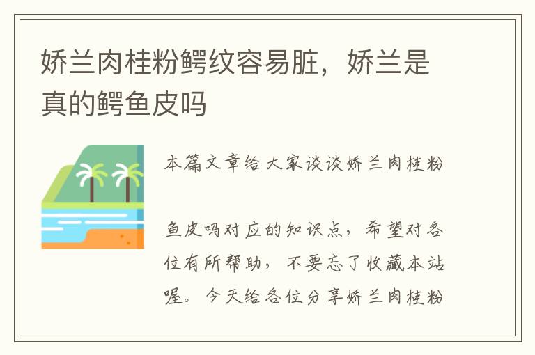 娇兰肉桂粉鳄纹容易脏，娇兰是真的鳄鱼皮吗