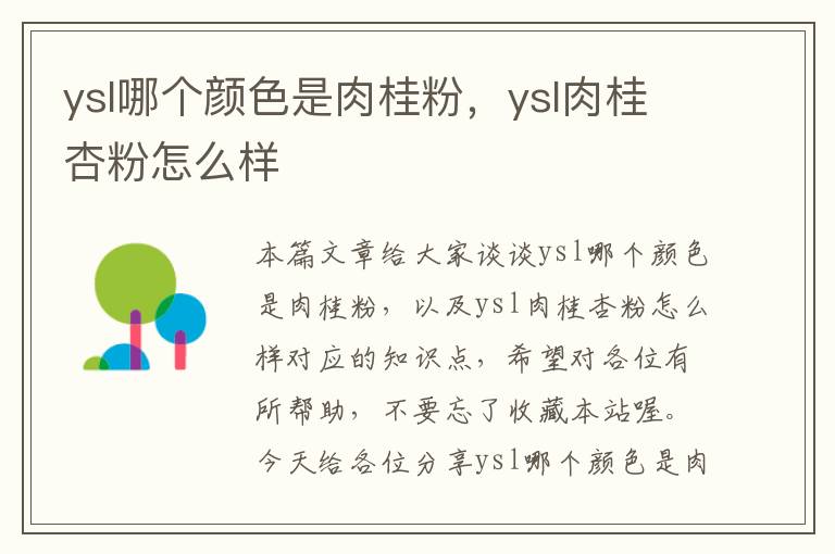 ysl哪个颜色是肉桂粉，ysl肉桂杏粉怎么样