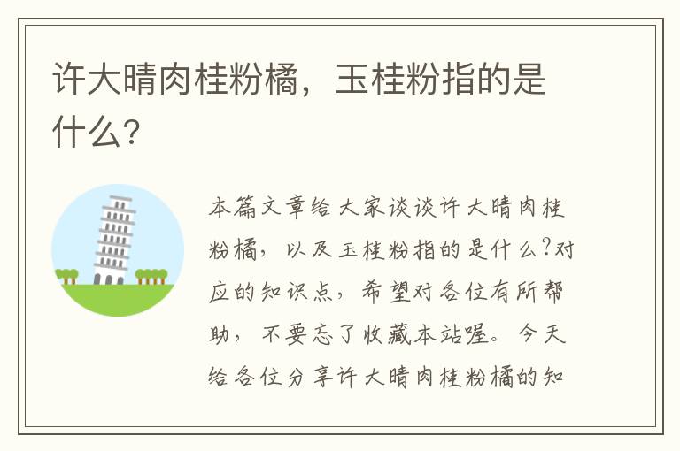 许大晴肉桂粉橘，玉桂粉指的是什么?