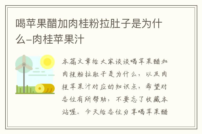 喝苹果醋加肉桂粉拉肚子是为什么-肉桂苹果汁