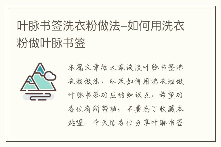 叶脉书签洗衣粉做法-如何用洗衣粉做叶脉书签