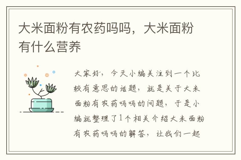 大米面粉有农药吗吗，大米面粉有什么营养