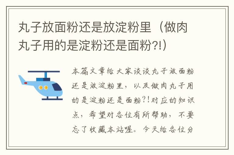 丸子放面粉还是放淀粉里（做肉丸子用的是淀粉还是面粉?!）