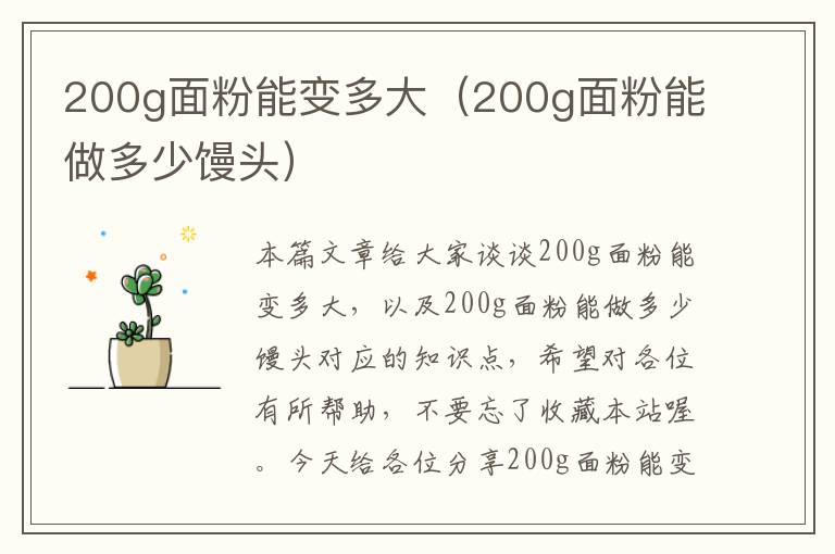 200g面粉能变多大（200g面粉能做多少馒头）