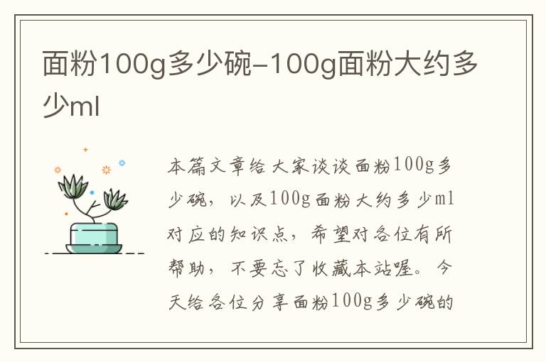 面粉100g多少碗-100g面粉大约多少ml