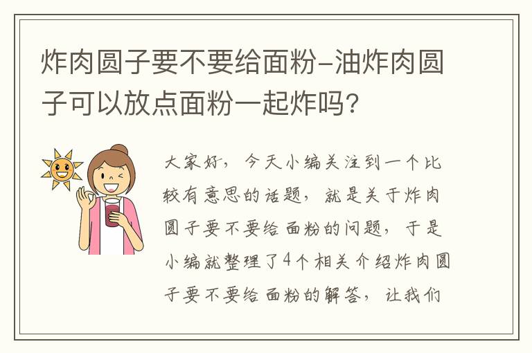 炸肉圆子要不要给面粉-油炸肉圆子可以放点面粉一起炸吗?