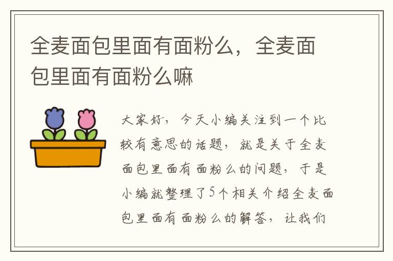 全麦面包里面有面粉么，全麦面包里面有面粉么嘛