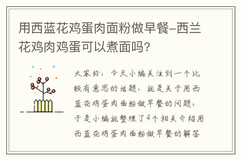 用西蓝花鸡蛋肉面粉做早餐-西兰花鸡肉鸡蛋可以煮面吗?