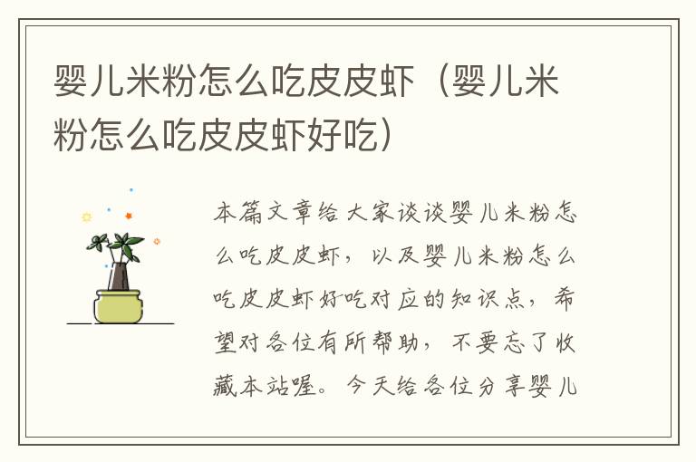 婴儿米粉怎么吃皮皮虾（婴儿米粉怎么吃皮皮虾好吃）