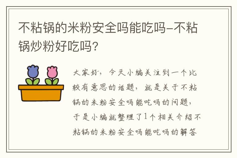 不粘锅的米粉安全吗能吃吗-不粘锅炒粉好吃吗?