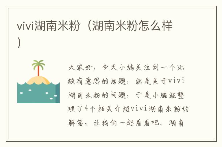 vivi湖南米粉（湖南米粉怎么样）