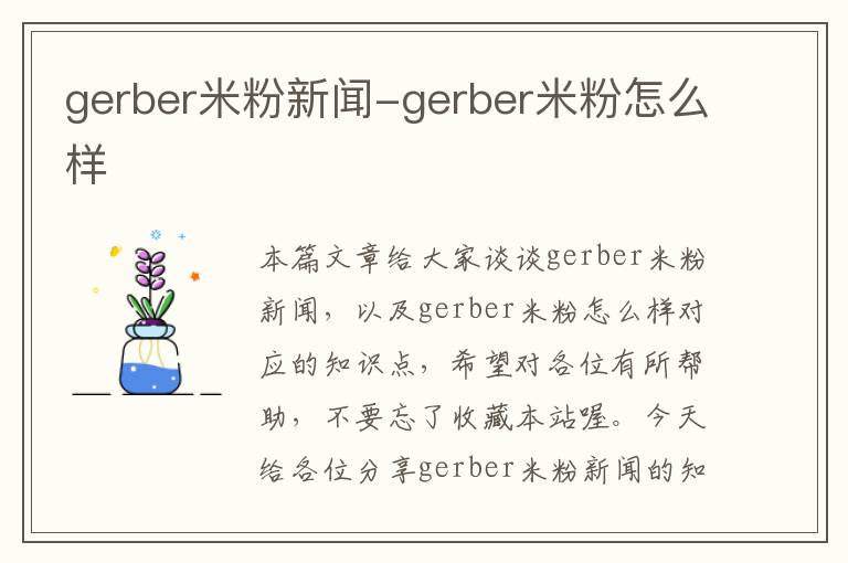 gerber米粉新闻-gerber米粉怎么样