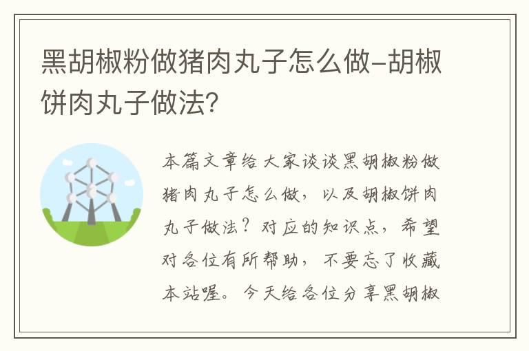 黑胡椒粉做猪肉丸子怎么做-胡椒饼肉丸子做法？