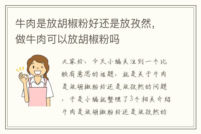 牛肉是放胡椒粉好还是放孜然，做牛肉可以放胡椒粉吗