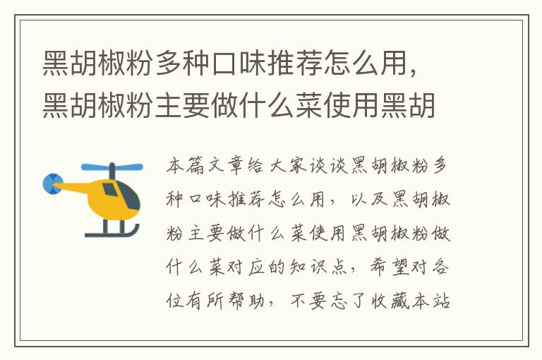 黑胡椒粉多种口味推荐怎么用，黑胡椒粉主要做什么菜使用黑胡椒粉做什么菜