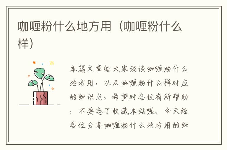 咖喱粉什么地方用（咖喱粉什么样）