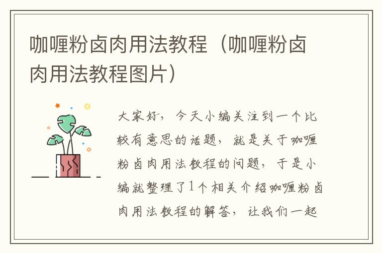 咖喱粉卤肉用法教程（咖喱粉卤肉用法教程图片）