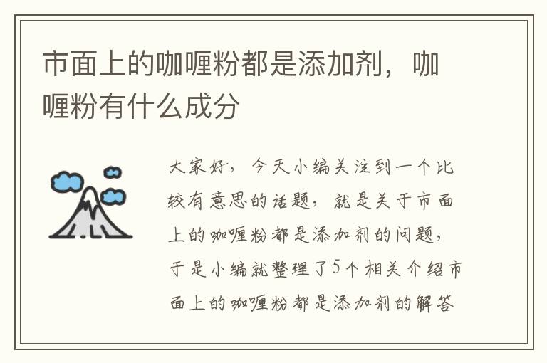 市面上的咖喱粉都是添加剂，咖喱粉有什么成分