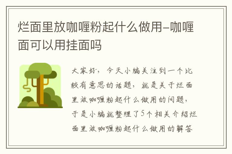 烂面里放咖喱粉起什么做用-咖喱面可以用挂面吗