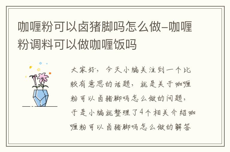 咖喱粉可以卤猪脚吗怎么做-咖喱粉调料可以做咖喱饭吗