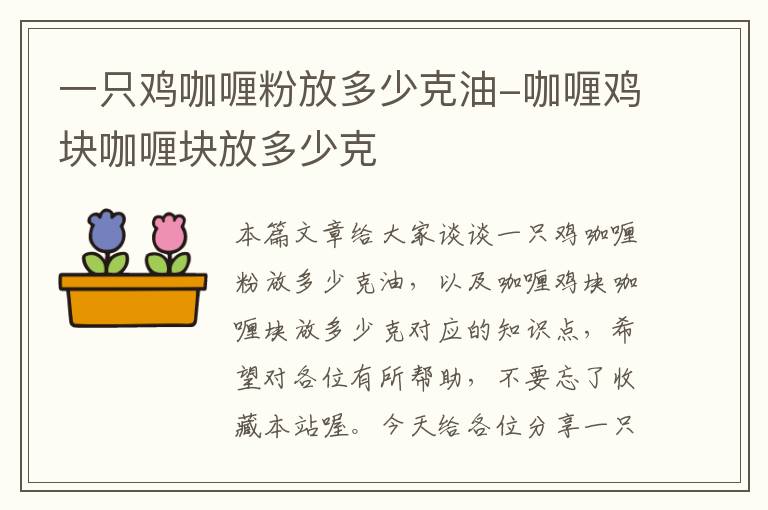 一只鸡咖喱粉放多少克油-咖喱鸡块咖喱块放多少克