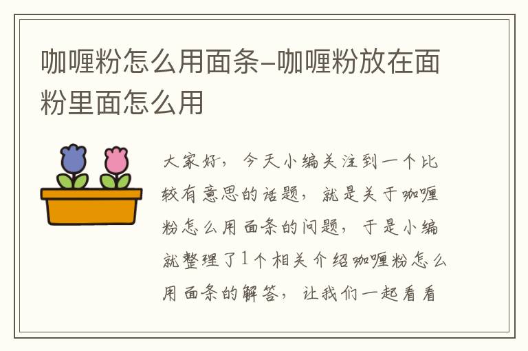 咖喱粉怎么用面条-咖喱粉放在面粉里面怎么用