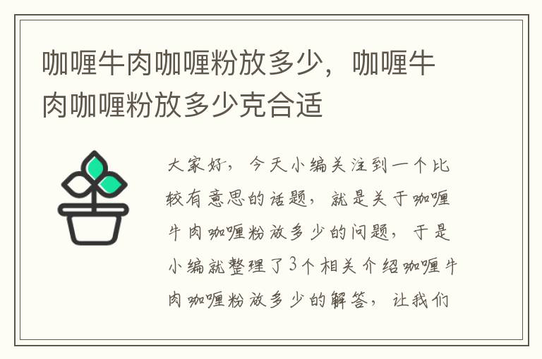 咖喱牛肉咖喱粉放多少，咖喱牛肉咖喱粉放多少克合适