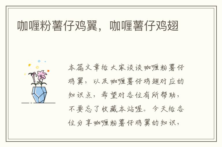 咖喱粉薯仔鸡翼，咖喱薯仔鸡翅