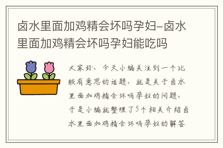 卤水里面加鸡精会坏吗孕妇-卤水里面加鸡精会坏吗孕妇能吃吗