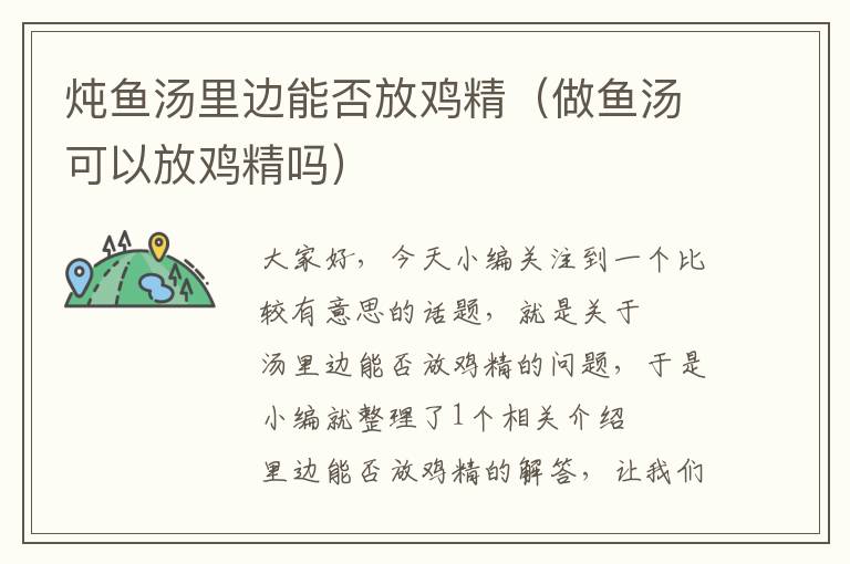 炖鱼汤里边能否放鸡精（做鱼汤可以放鸡精吗）